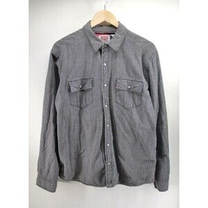 Levis‎ Shacket Gray Aztec Flannel Pearl Snap Cowboy Shirt Mens Large
